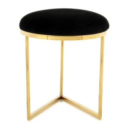 Hocker in Schwarz Samt & Gold Edelstahl - Hulius