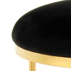 Hocker in Schwarz Samt & Gold Edelstahl - Hulius