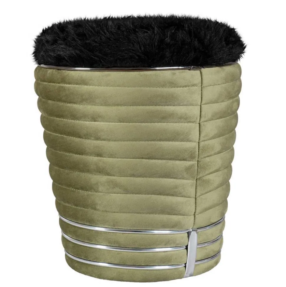 Hocker in Schwarz und Oliv Grün und Silber - Egeta