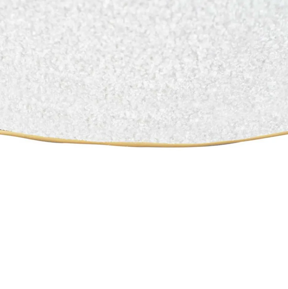 Hocker in Weiß Webplüsch mit Gold - Tandrea