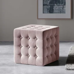 Hocker mit Knöpfen in Altrosa - Olina