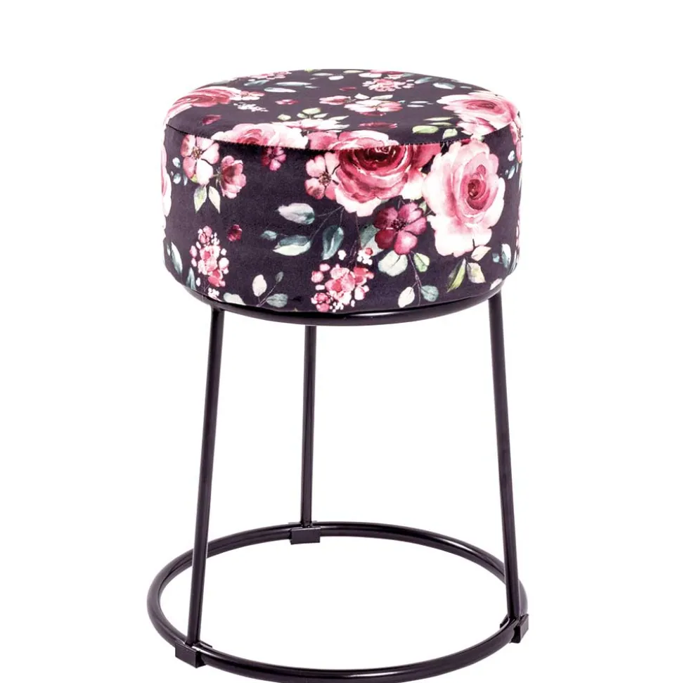 Hocker mit Samt Rosen Motiv - Henrics
