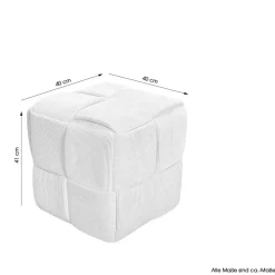 Hocker Pouf in Beige Cordbezug - Salvita III