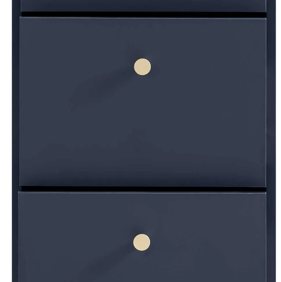 Hohe Kommode in Dunkelblau mit Gold - Inbano