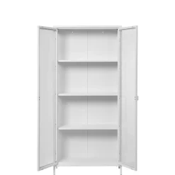 Hohe Vitrine aus Stahl in Weiß - Sancrez