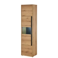 Hohe Vitrine in Wildeiche Optik und Anthrazit - Colomania