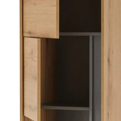 Hohe Vitrine in Wildeiche Optik und Anthrazit - Colomania