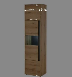 Hohe Vitrine in Wildeiche Optik und Anthrazit - Colomania