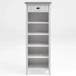 Holz Badregal mit Schublade in Weiß & Grau - Mirandesca