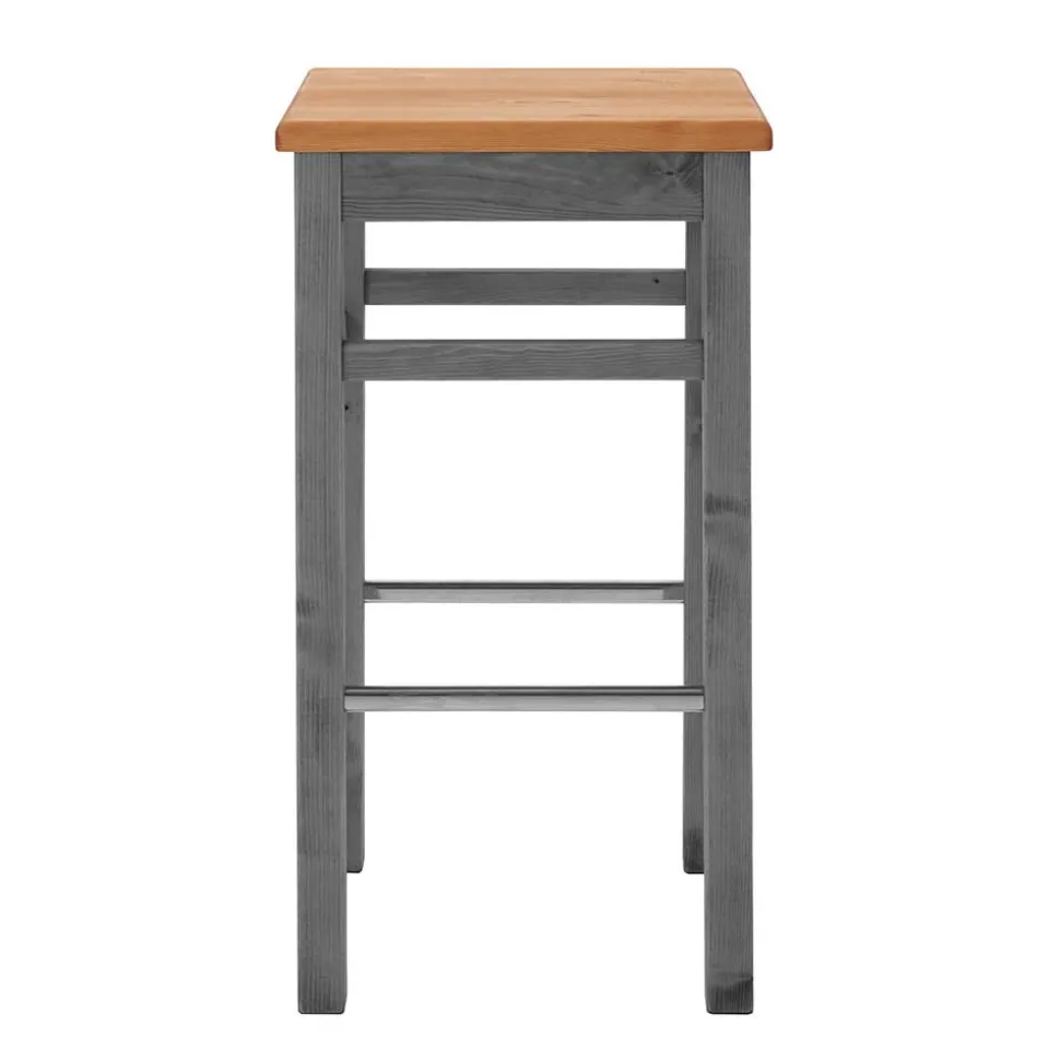 Holz Barhocker in Grau und Kiefer Lauge - Ziamora