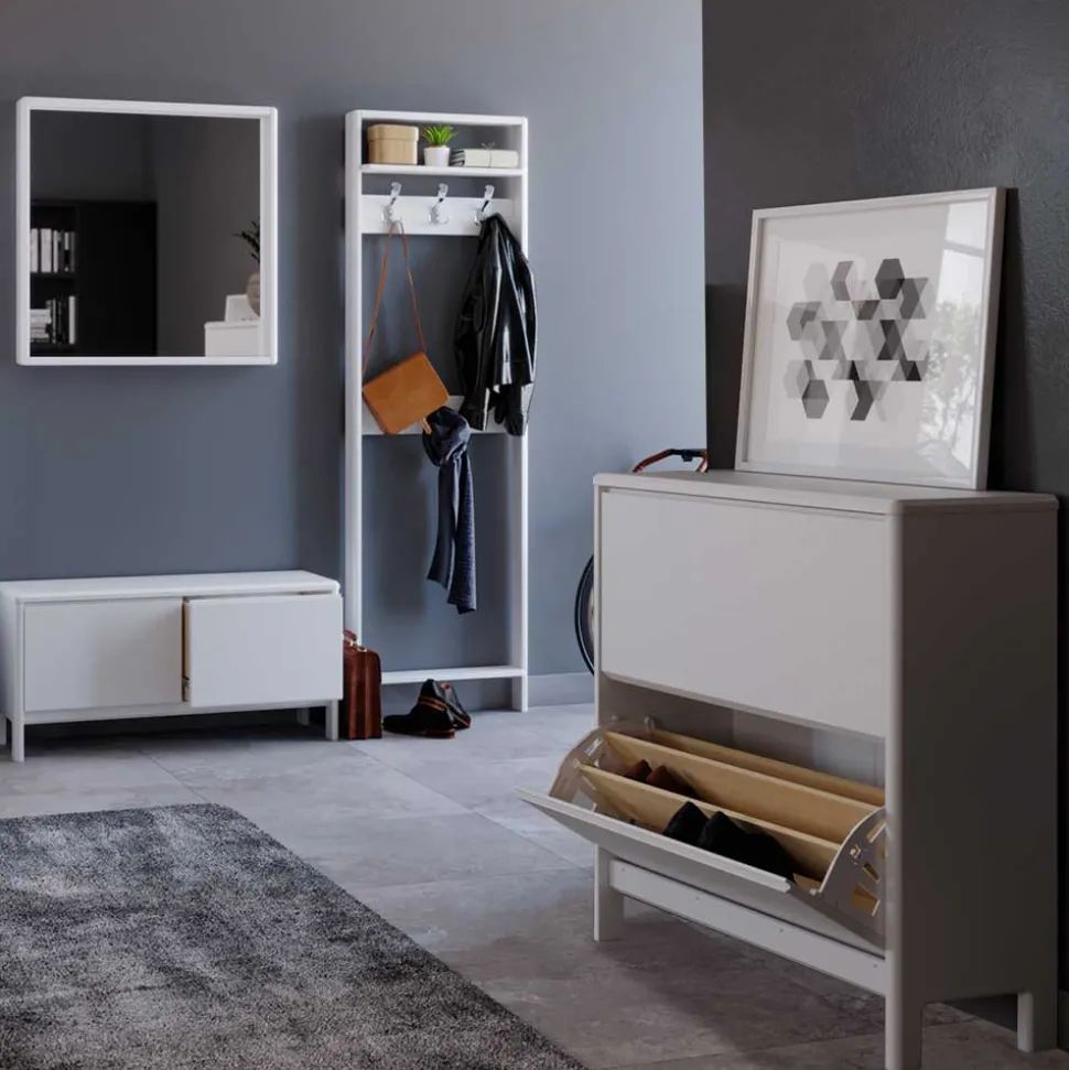 Holz Dielenmöbel in Weiß gewachst - Oranias (vierteilig)