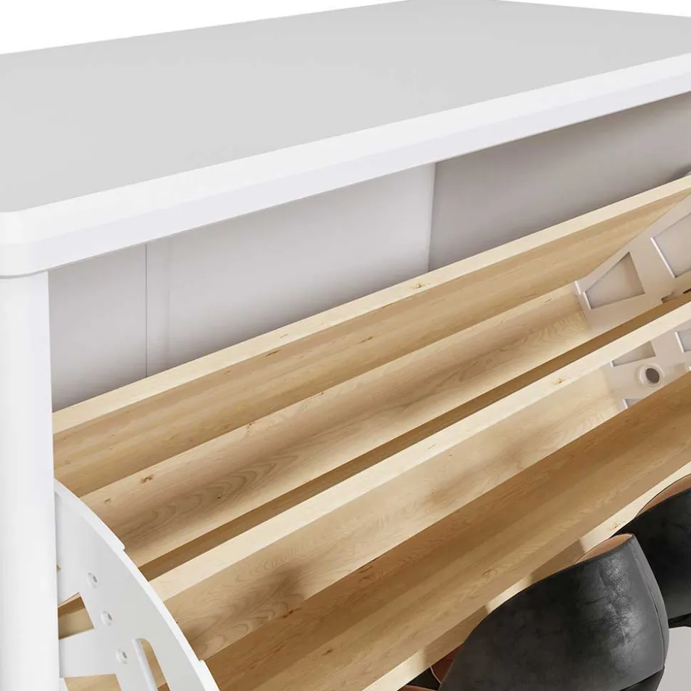 Holz Dielenmöbel in Weiß gewachst - Oranias (vierteilig)