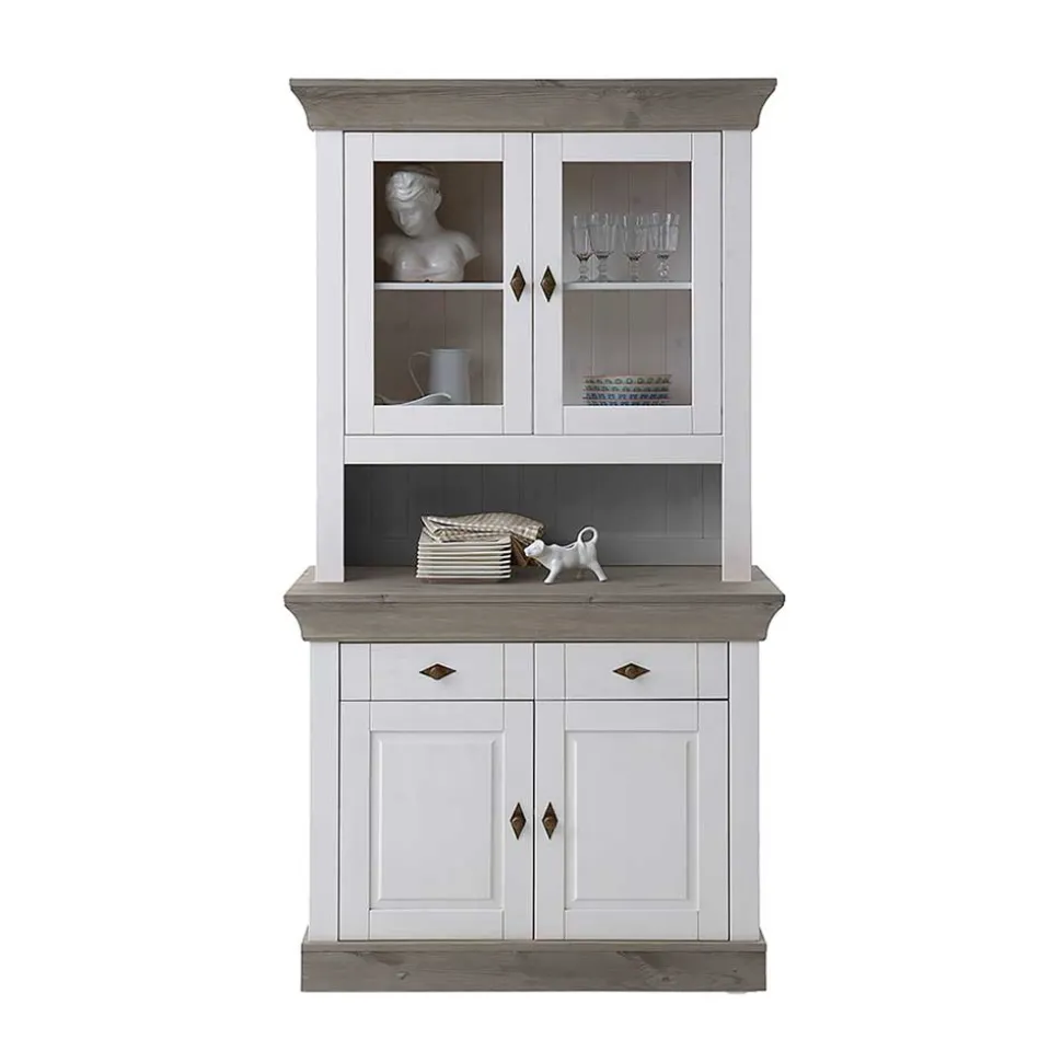 Holz Küchenbuffet Mirandesca in Weiß Grau