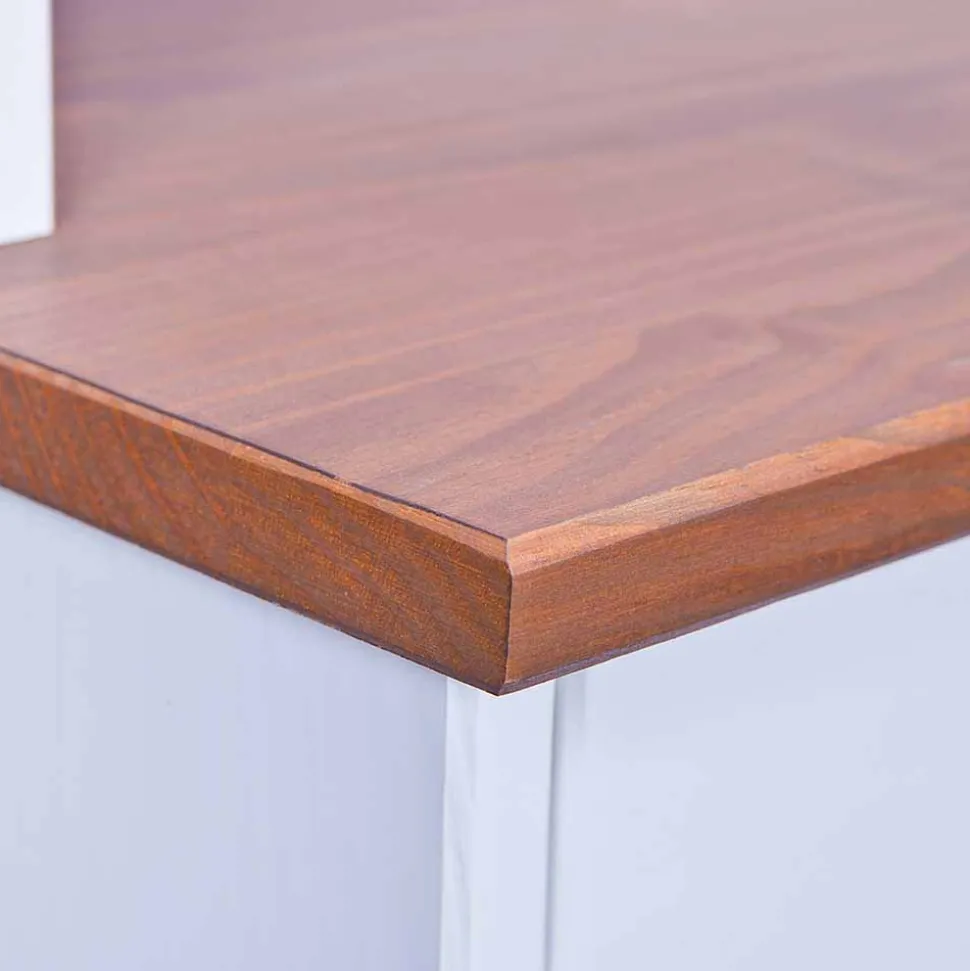 Holz Landhaus Büfett in Weiß Braun - Vatina