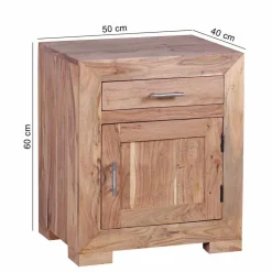 Holz Nachtschränkchen Vislan mit Schublade und Schrankfach