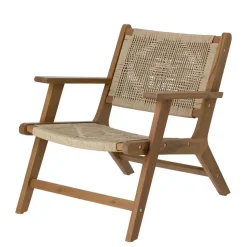 Holz Sessel mit Kordel Geflecht in Beige - Rave