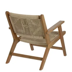 Holz Sessel mit Kordel Geflecht in Beige - Rave