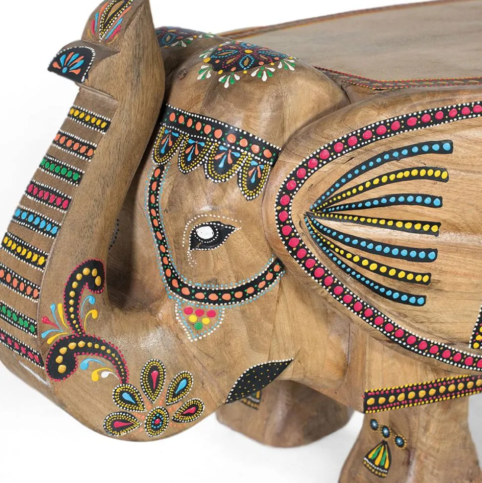 Holzbank mit Elefantenköpfen aus Mangoholz - Lottessa