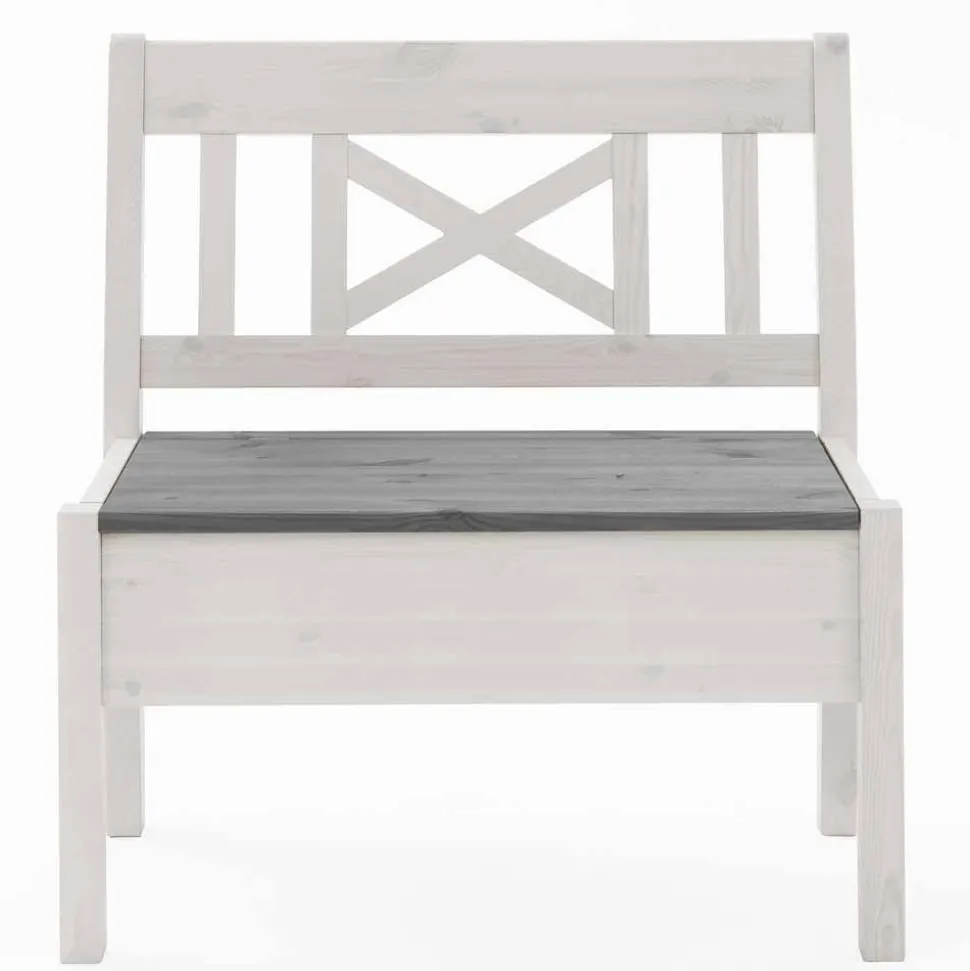 Holzbank Yoan in Weiß Grau massiv