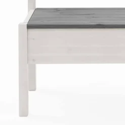 Holzbank Yoan in Weiß Grau massiv