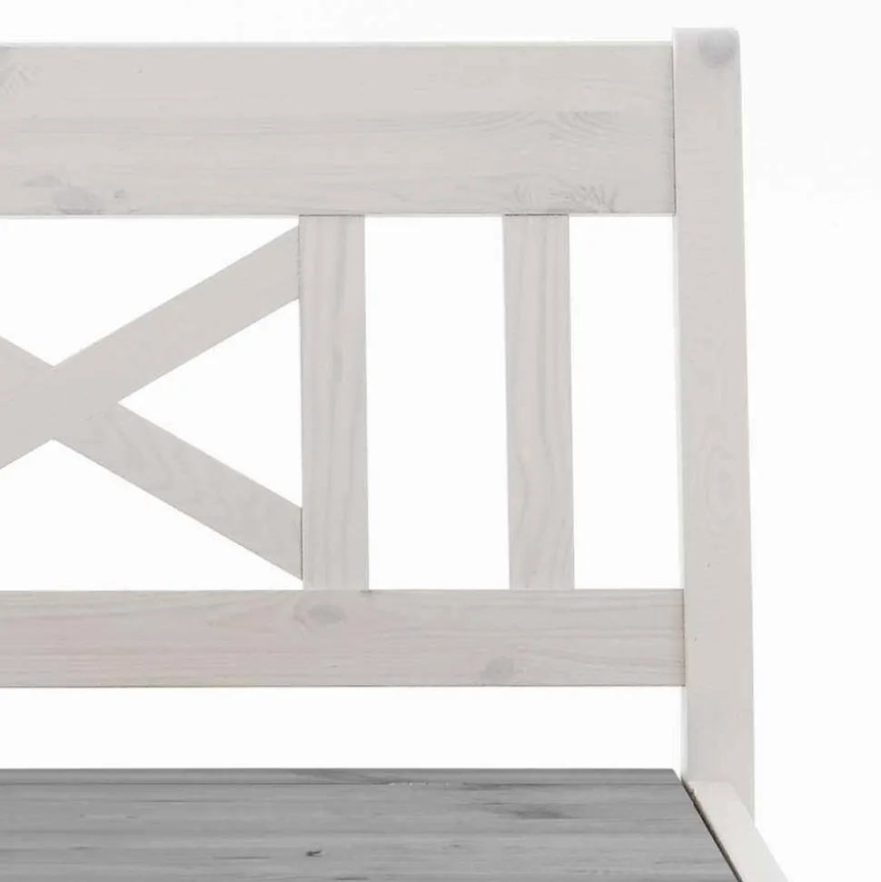 Holzbank Yoan in Weiß Grau massiv