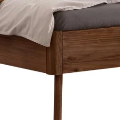 Holzbett in Nussbaum Braun mit Weiß - Bacaro