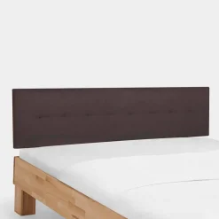 Holzbett massiv Wins mit Polster-Kopfteil Kunstleder Dunkelbraun