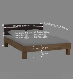 Holzbett massiv Wins mit Polster-Kopfteil Kunstleder Dunkelbraun