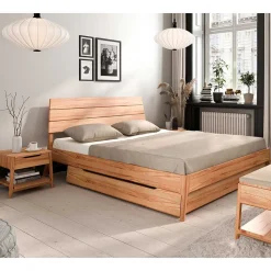 Holzbett mit Kopfteil aus Kernbuche geölt - Daan