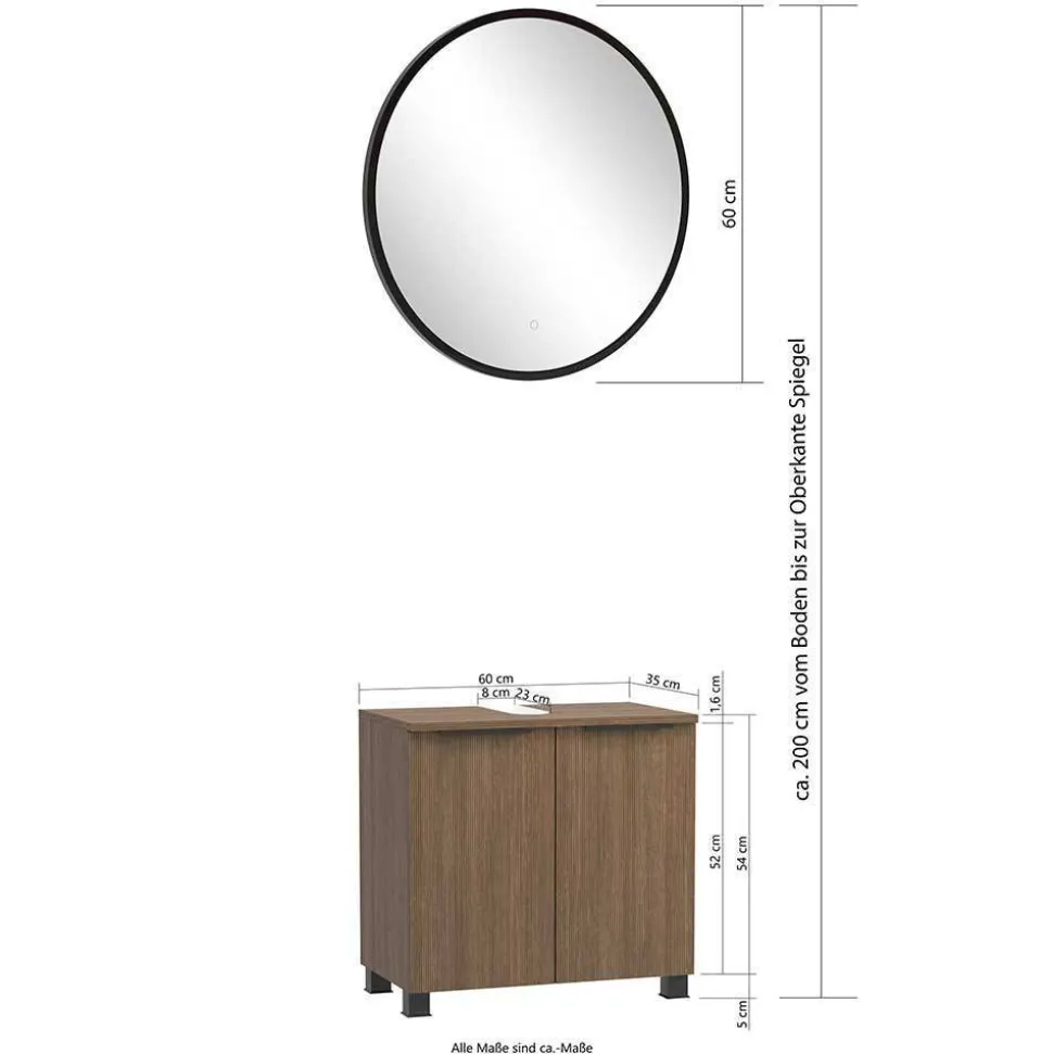 Holzdekor Badeinrichtung in Eiche Dunkel - Ucaida (vierteilig)
