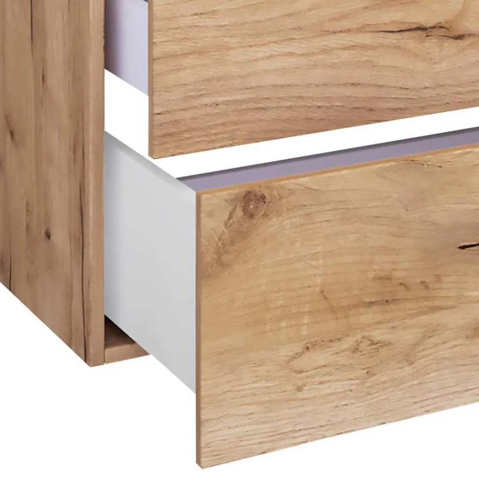 Holzlook Bad mit Doppel-Waschtisch - Ursela (vierteilig)