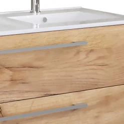 Holzlook Bad mit Doppel-Waschtisch - Ursela (vierteilig)
