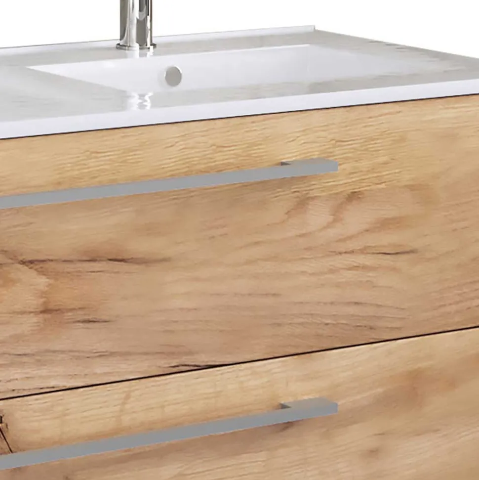 Holzlook Bad mit Doppel-Waschtisch - Ursela (vierteilig)