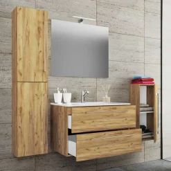 Holzoptik Badezimmer Möbel - Karin (vierteilig)