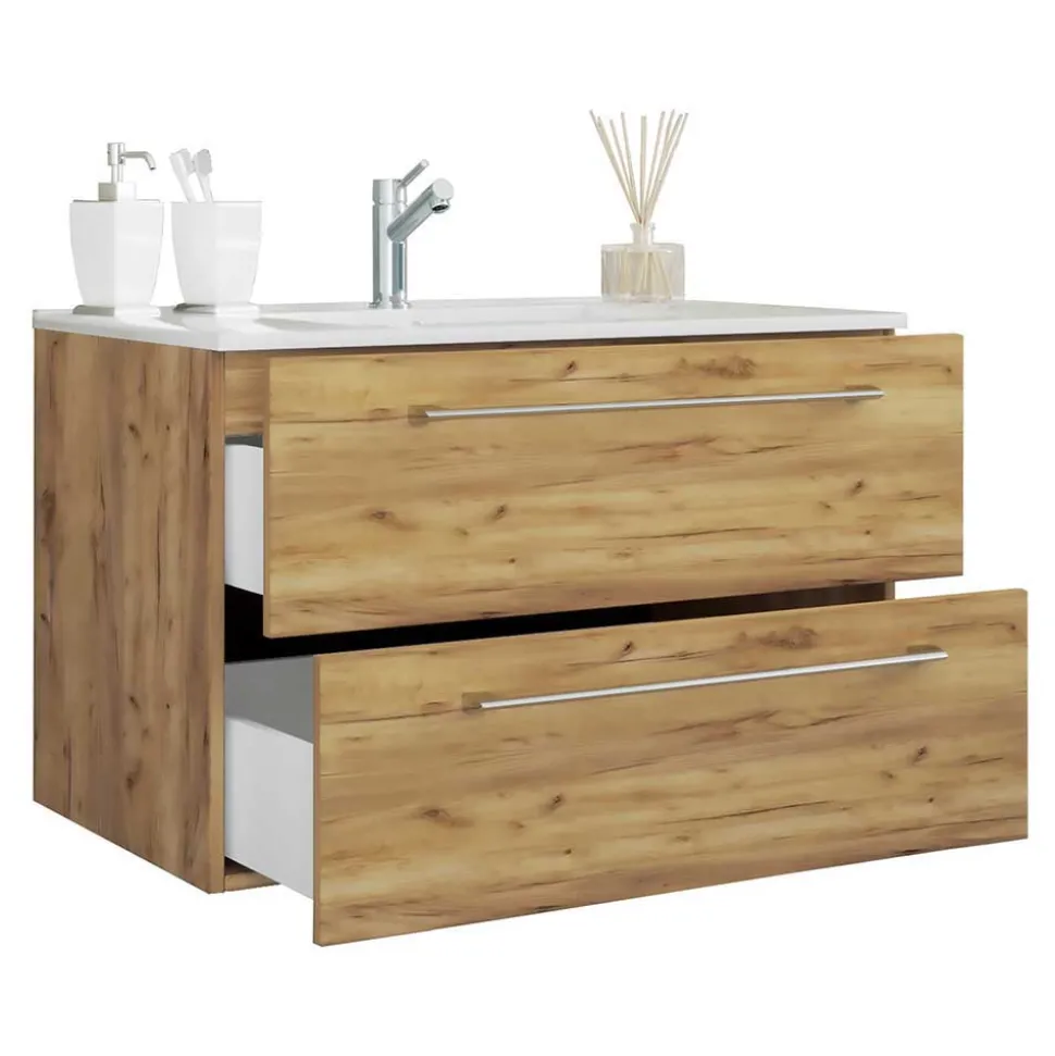Holzoptik Badezimmer Möbel - Karin (vierteilig)