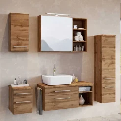 Holzoptik Badmöbel für die Wand - Userina (sechsteilig)