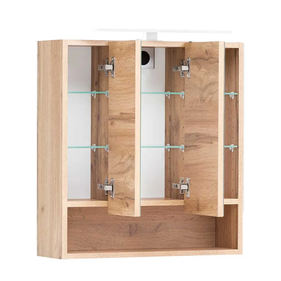 Holzoptik Badmöbel mit Baumkante - Tofias (dreiteilig)