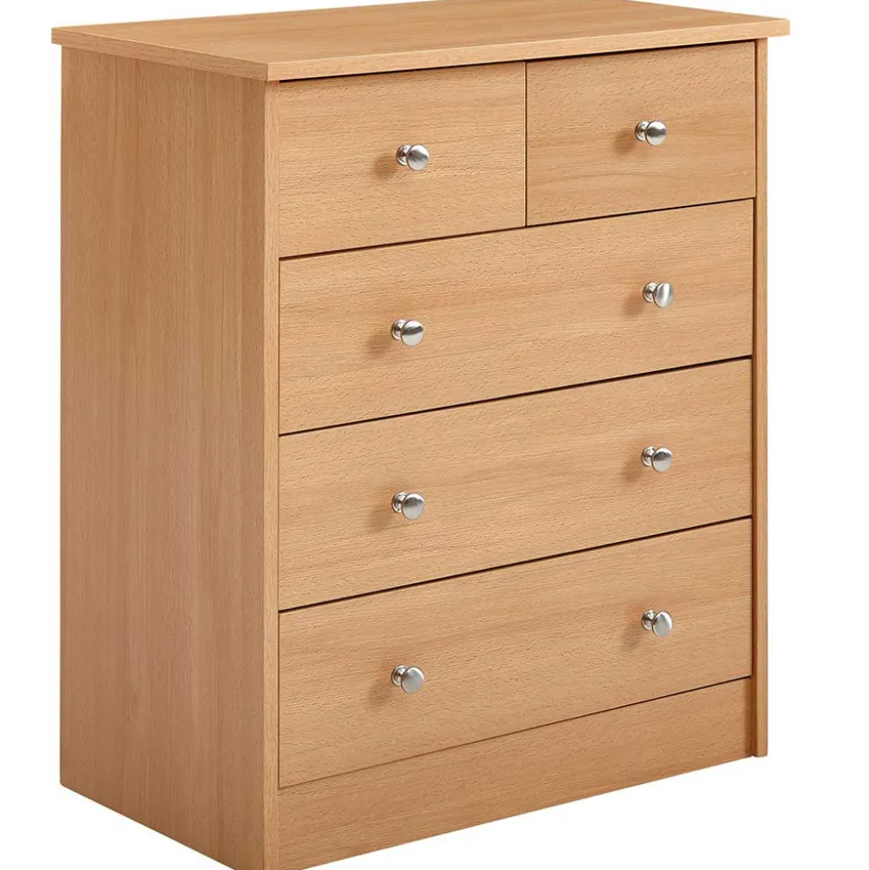 Holzoptik Kommode mit fünf Schubladen - Estelany