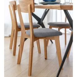 Holzstuhl mit Polstersitz aus Wildeiche Massivholz - Tembreno