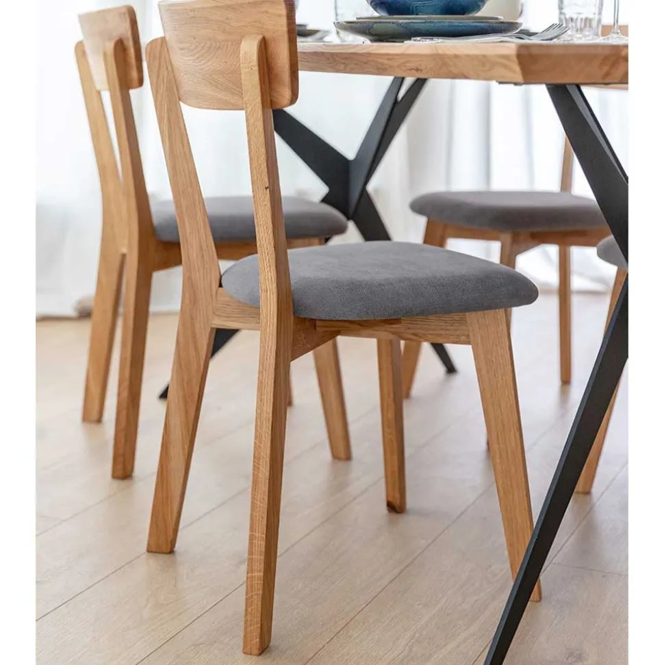 Holzstuhl mit Polstersitz aus Wildeiche Massivholz - Tembreno