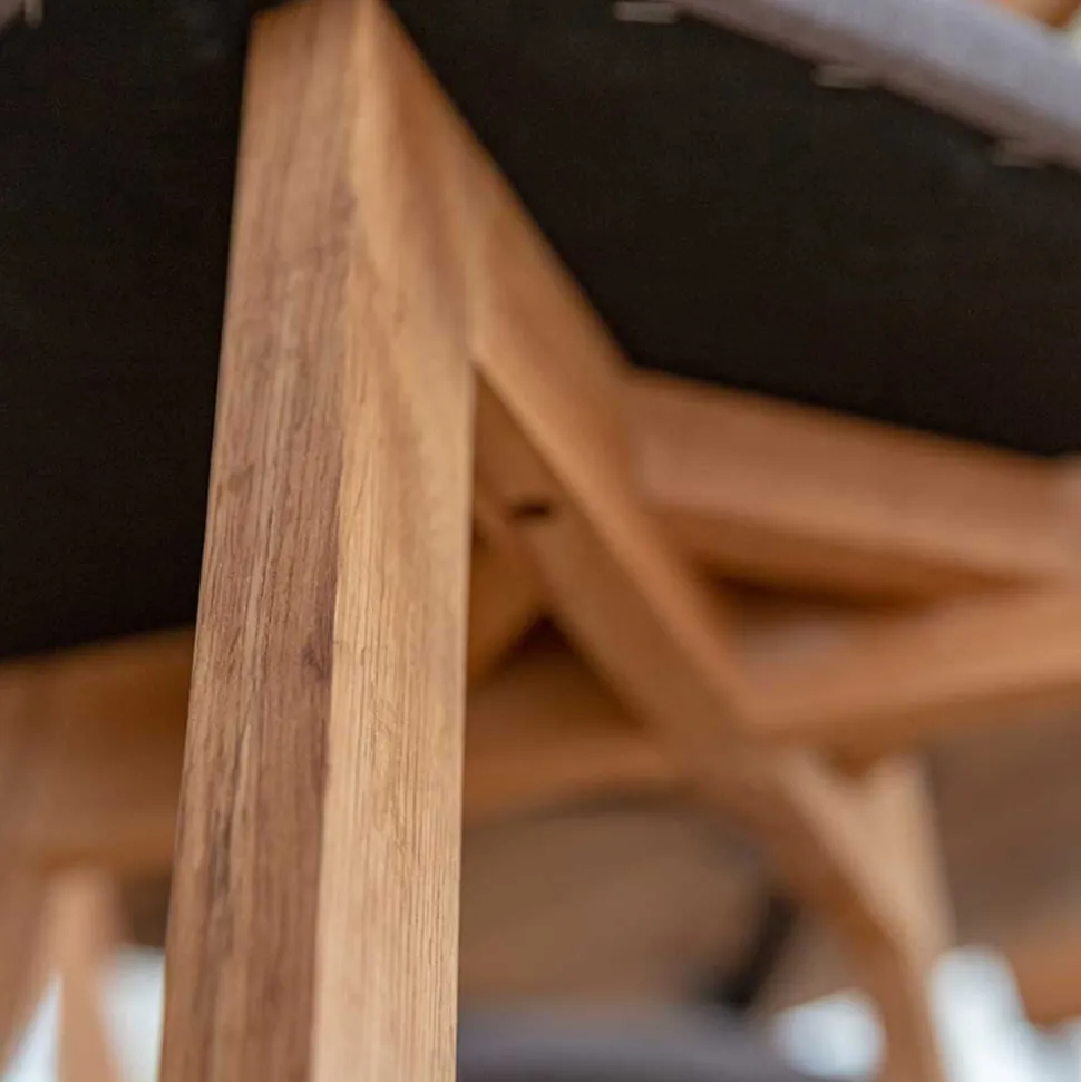 Holzstuhl mit Polstersitz aus Wildeiche Massivholz - Tembreno