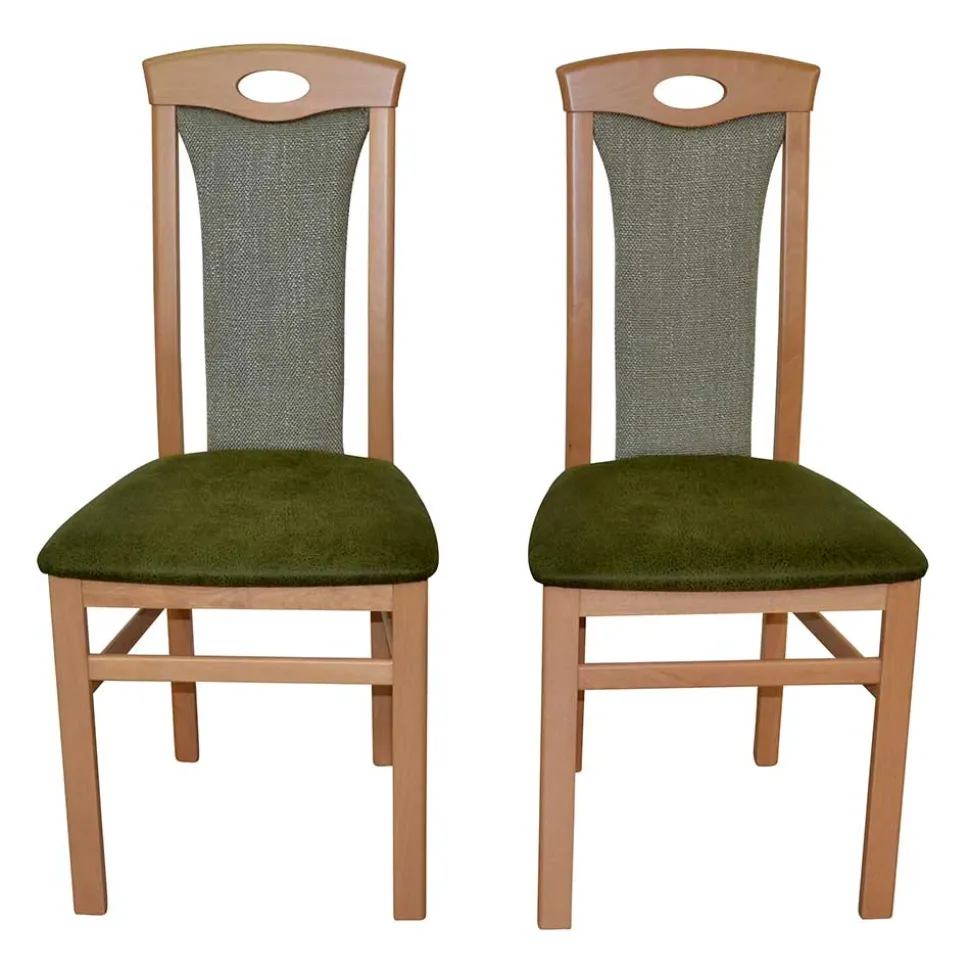 Holzstuhl mit Polsterung in Grün - Regnia (2er Set)