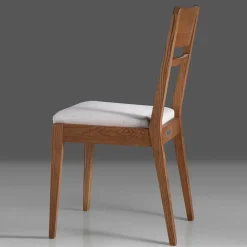 Holzstuhl mit Sitzpolster in Creme Stoff - Altagracia