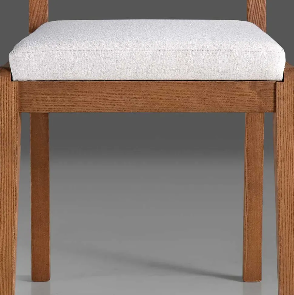 Holzstuhl mit Sitzpolster in Creme Stoff - Altagracia