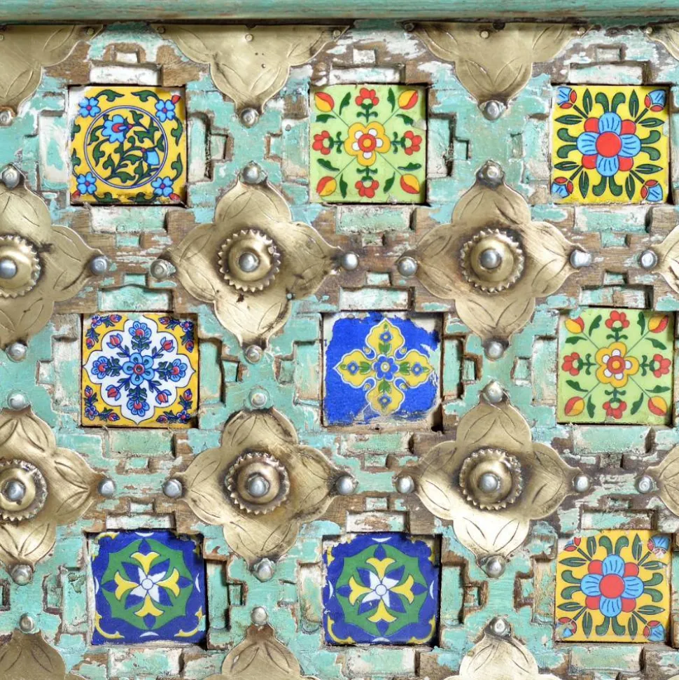 Holztruhe dekorativ mehrfarbig gestaltet - Zinatella