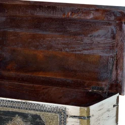 Holztruhe in Antikweiß Schwarz Bronze - Lismiangra