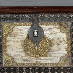 Holztruhe in Schwarz Antikweiß Bronze Braun - Rene