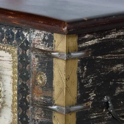 Holztruhe in Schwarz Antikweiß Bronze Braun - Rene
