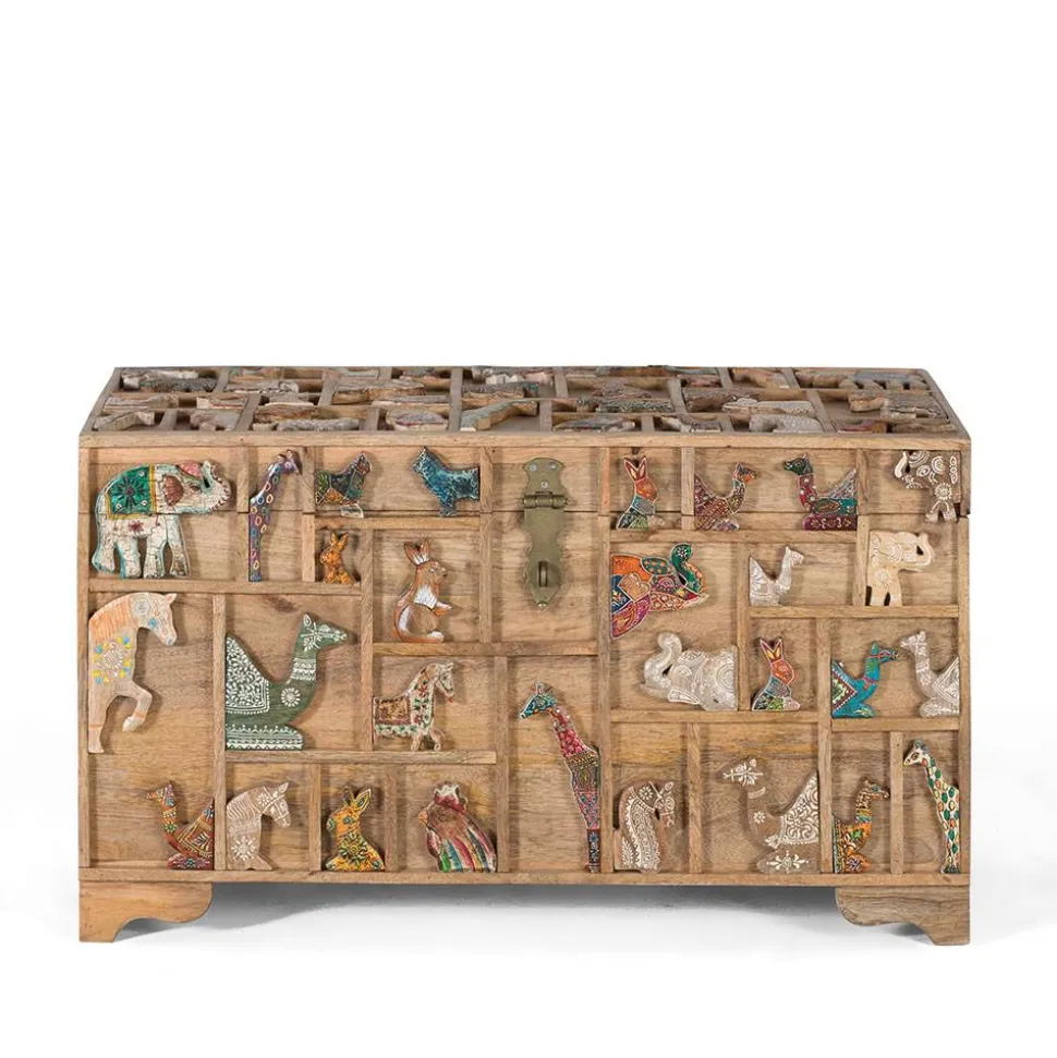 Holztruhe mit Tieren dekoriert - Widama