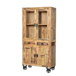Holzvitrine Indri auf Rollen